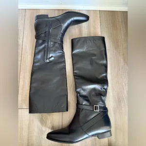 Prada women’s genuine leather riding boots black size 35 made in Italy