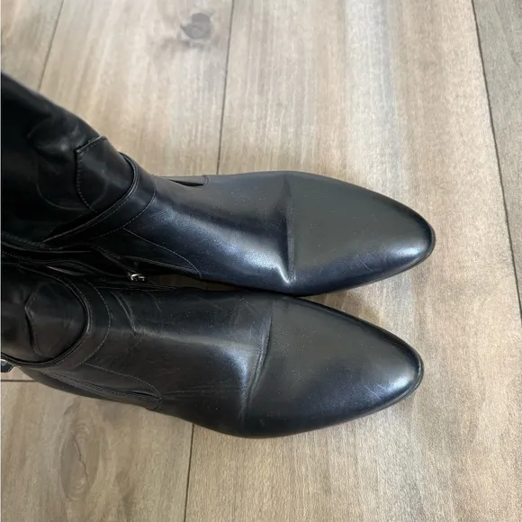 Prada women’s genuine leather riding boots black size 35 made in Italy