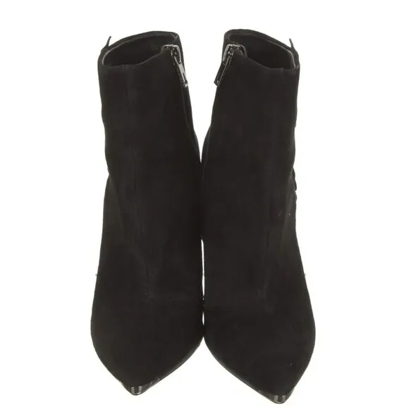 PRE-OWNED DESIGNER TED BAKER LONDON BLACK SUEDE POINTED TOE BLOCK HEEL BOOTS 8.5