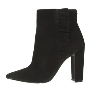 PRE-OWNED DESIGNER TED BAKER LONDON BLACK SUEDE POINTED TOE BLOCK HEEL BOOTS 8.5