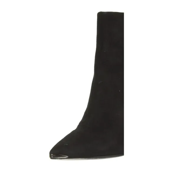 PRE-OWNED DESIGNER TED BAKER LONDON BLACK SUEDE POINTED TOE BLOCK HEEL BOOTS 8.5