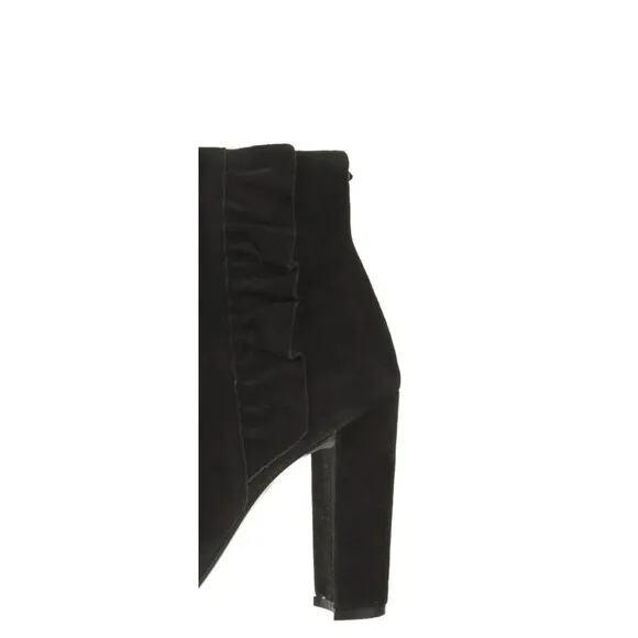 PRE-OWNED DESIGNER TED BAKER LONDON BLACK SUEDE POINTED TOE BLOCK HEEL BOOTS 8.5