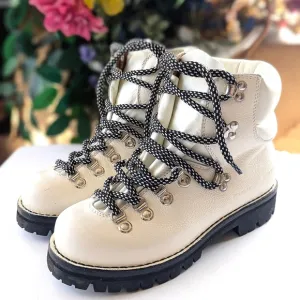 Proenza Schouler White Leather Black Lug Vibram Sole Ankle Combat Hiking Boots
