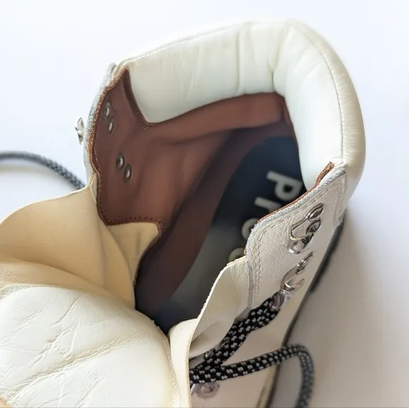 Proenza Schouler White Leather Black Lug Vibram Sole Ankle Combat Hiking Boots