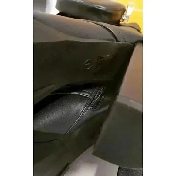 Public Desire Women's Hallucinate Black Pu Pocket Block Heel Boots Sz 6 NIB