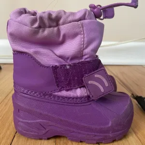 Purple Insulated Rain &amp; Snow Boots with Drawstring Closure