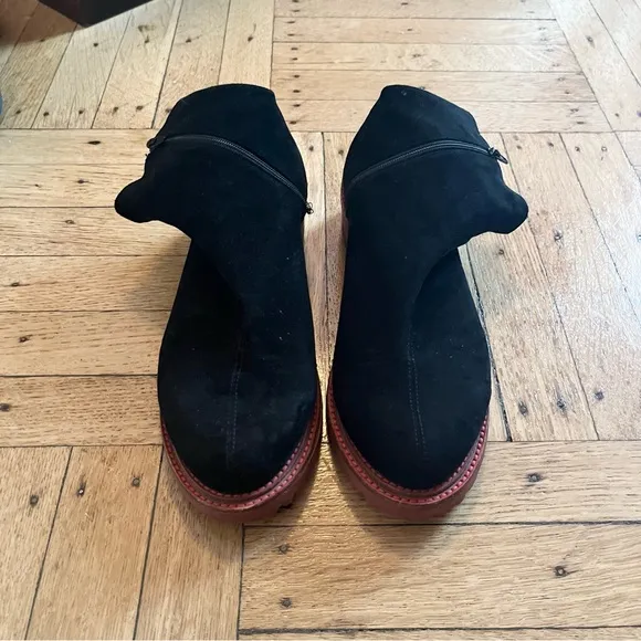 RACHEL COMEY Plank boots black soft shell with maroon sole 7.5