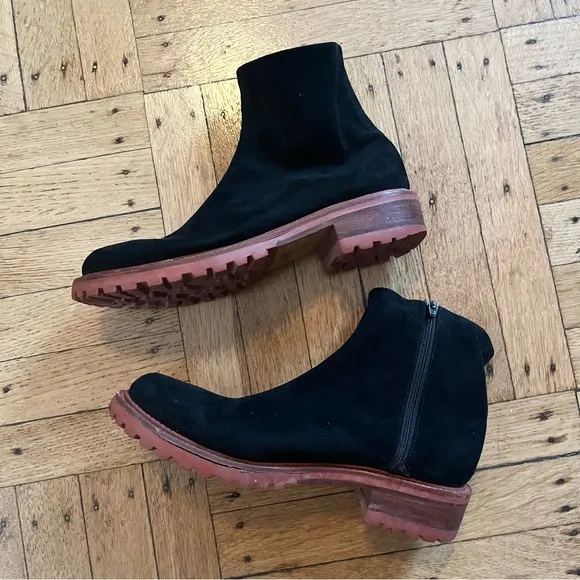 RACHEL COMEY Plank boots black soft shell with maroon sole 7.5