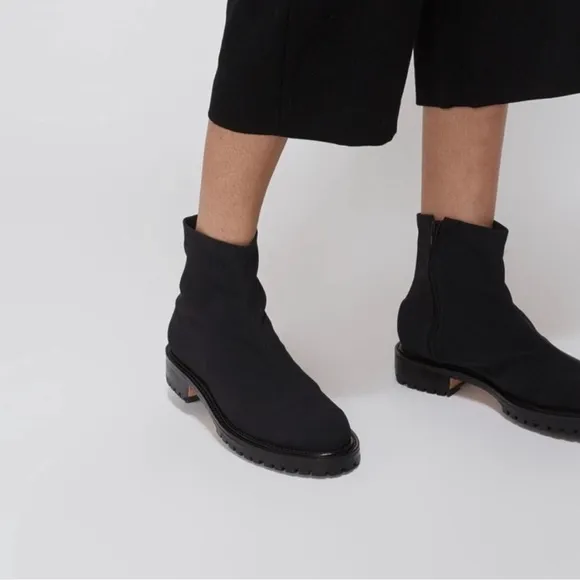 RACHEL COMEY Plank boots black soft shell with maroon sole 7.5