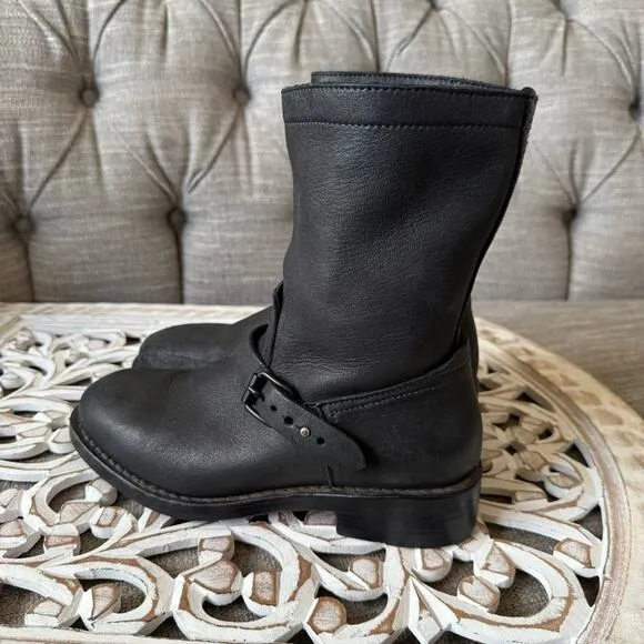 Rag &amp; Bone Black Moto Leather Boots Women's 36.5 6.5 US