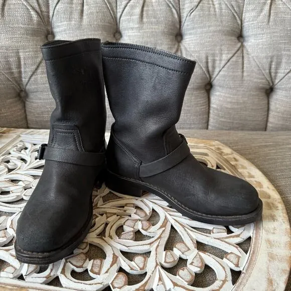 Rag &amp; Bone Black Moto Leather Boots Women's 36.5 6.5 US