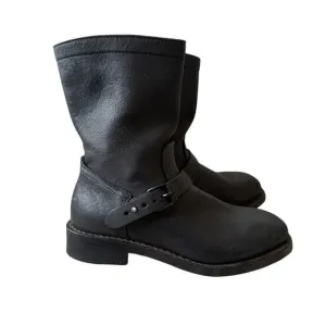Rag &amp; Bone Black Moto Leather Boots Women's 36.5 6.5 US
