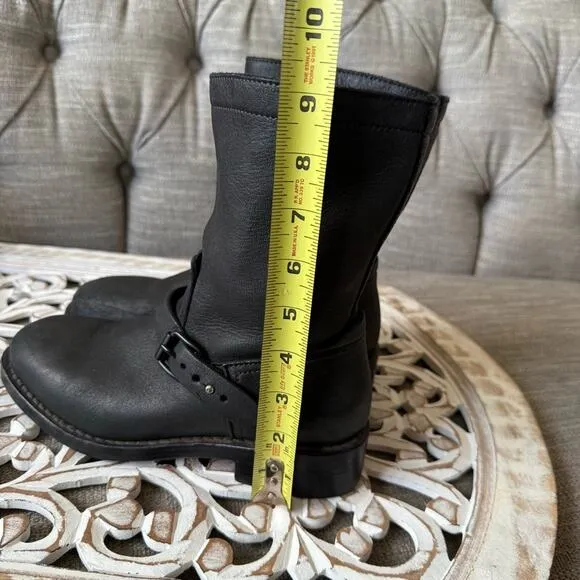 Rag &amp; Bone Black Moto Leather Boots Women's 36.5 6.5 US