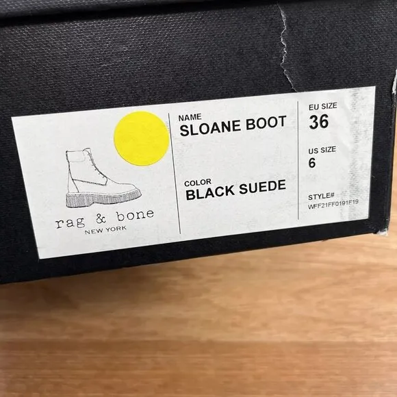 Rag &amp; Bone Black Suede Sloane Boots Women's Size 6 NEW