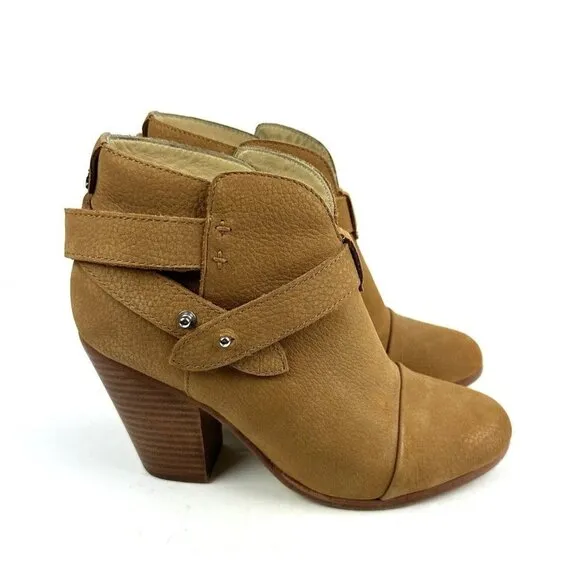 Rag &amp; Bone Harlow Boots 36.5 Tan Brown Suede Nubuck Leather Ankle Bootie 6.5