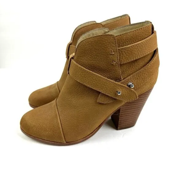 Rag &amp; Bone Harlow Boots 36.5 Tan Brown Suede Nubuck Leather Ankle Bootie 6.5