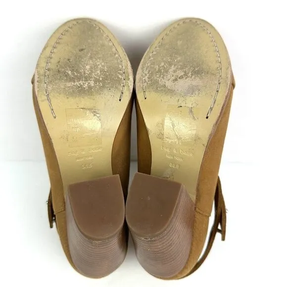 Rag &amp; Bone Harlow Boots 36.5 Tan Brown Suede Nubuck Leather Ankle Bootie 6.5