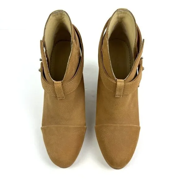 Rag &amp; Bone Harlow Boots 36.5 Tan Brown Suede Nubuck Leather Ankle Bootie 6.5