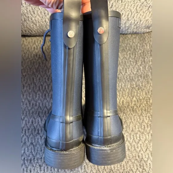 Rag &amp; Bone Navy Ansel Rubber Lace Up Mid Calf Rain Boots Size US 5