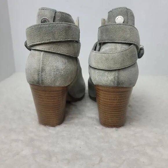 Rag &amp; Bone Harrow Women's Boots  Size 9.5 Gray Suede  Ankle Bootie Italy Made