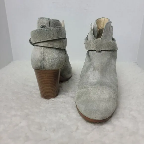 Rag &amp; Bone Harrow Women's Boots  Size 9.5 Gray Suede  Ankle Bootie Italy Made