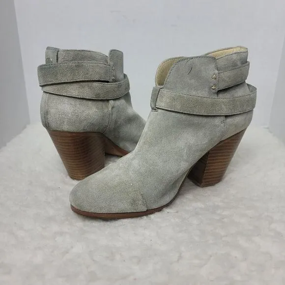 Rag &amp; Bone Harrow Women's Boots  Size 9.5 Gray Suede  Ankle Bootie Italy Made