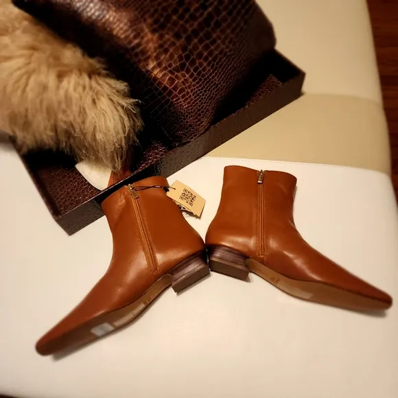 Rag &amp; Co. Obita Buttery Leather Brown Ankle Boots Minimalist Euro | Sz. 39 NWT