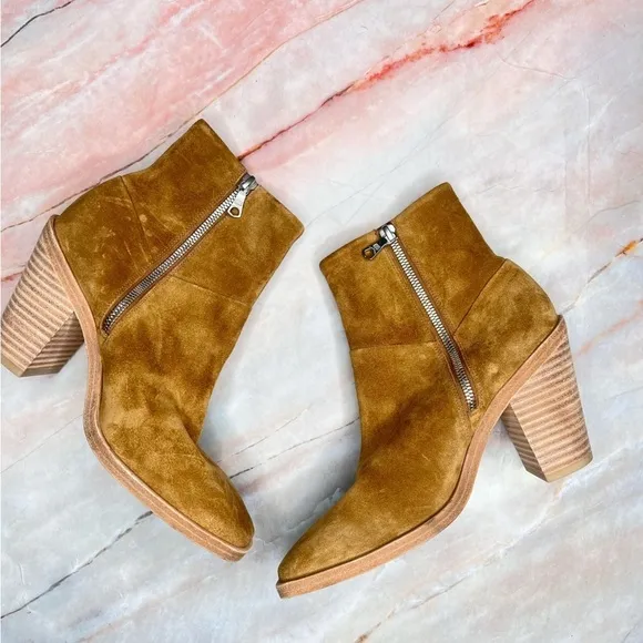 Rag and Bone Zip Up Axel Suede Leather Heeled Boots Booties 37 7