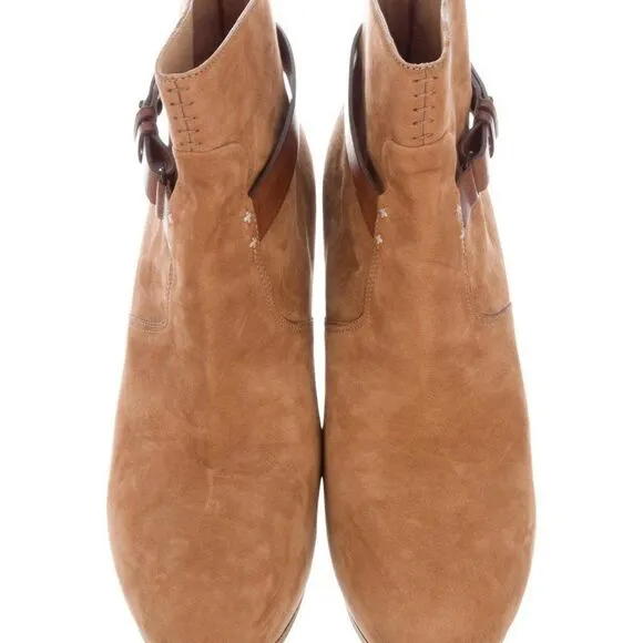 RAG &amp; BONE Suede Round-Toe Fall Boots Zipp…