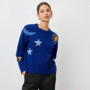 Rails Zoey Sweater Cobalt Blue Gold Galaxy Cotton Cashmere XS