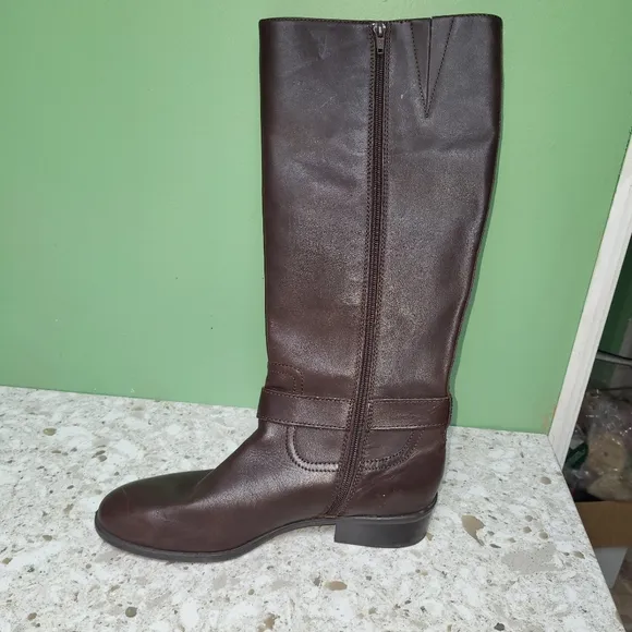 Ralph Lauren Brown Leather Knee-High Riding  Boots