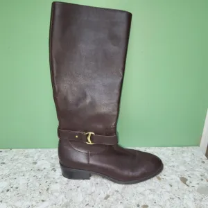 Ralph Lauren Brown Leather Knee-High Riding  Boots