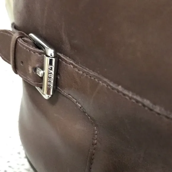 Ralph Lauren Madisen Monogram Leather Riding Boot