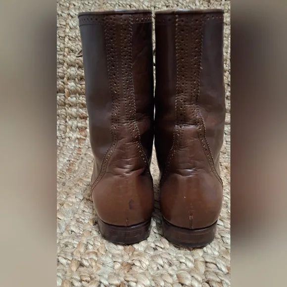 Ralph Lauren  Womens Sz 9 AA Brown Leather Lace-Up Ankle Mid-Calf Boot Italy Boh