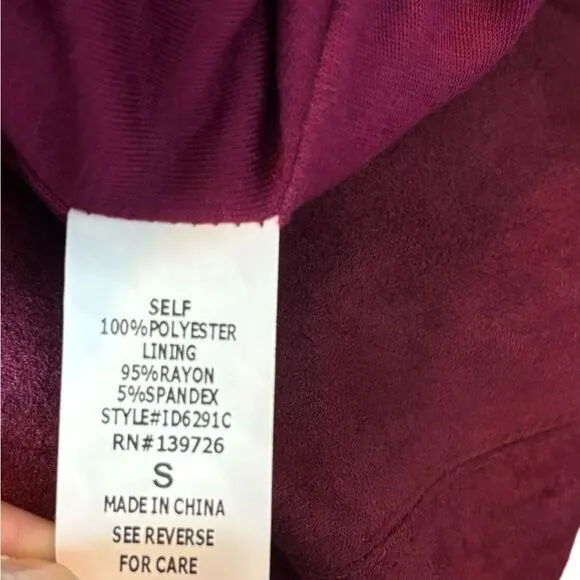 RARE Lulus Still Wild Burgundy Suede Fringe Long Sleeve Mini Dress Small Western