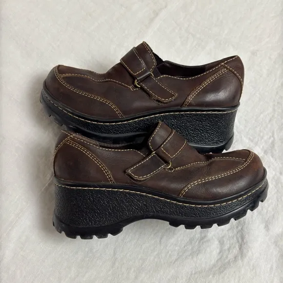 Rare MIA Y2K Chunky Platform Brown Leather Adjustable Mary Jane Boots Size 8.5