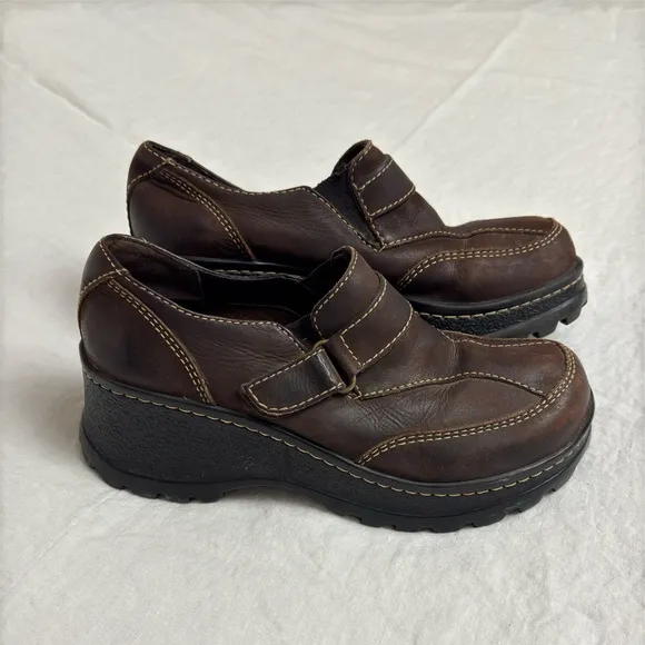 Rare MIA Y2K Chunky Platform Brown Leather Adjustable Mary Jane Boots Size 8.5