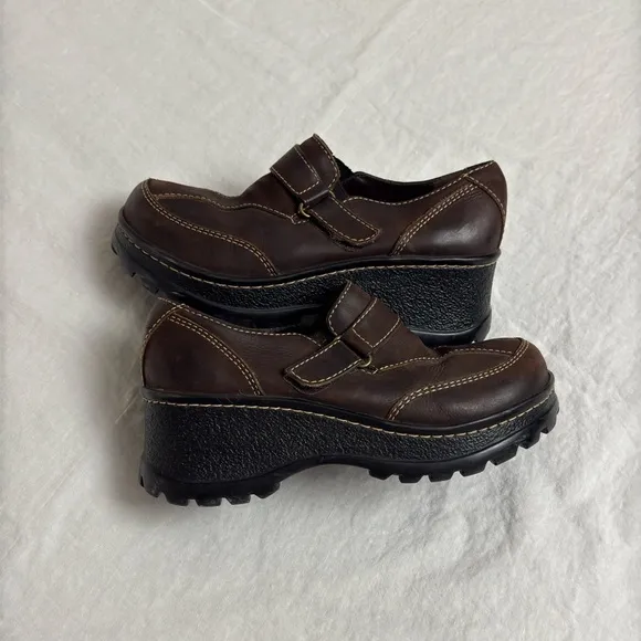 Rare MIA Y2K Chunky Platform Brown Leather Adjustable Mary Jane Boots Size 8.5