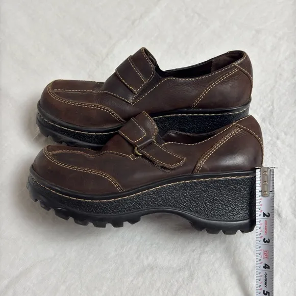 Rare MIA Y2K Chunky Platform Brown Leather Adjustable Mary Jane Boots Size 8.5