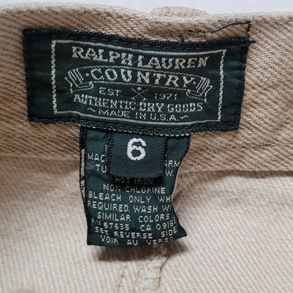 Rare Vintage 70s Ralph Lauren Country Beige Cotton Hourglass Denim Mini Skirt 6