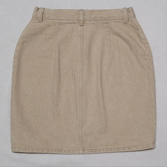 Rare Vintage 70s Ralph Lauren Country Beige Cotton Hourglass Denim Mini Skirt 6