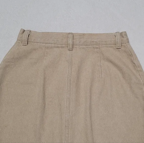 Rare Vintage 70s Ralph Lauren Country Beige Cotton Hourglass Denim Mini Skirt 6