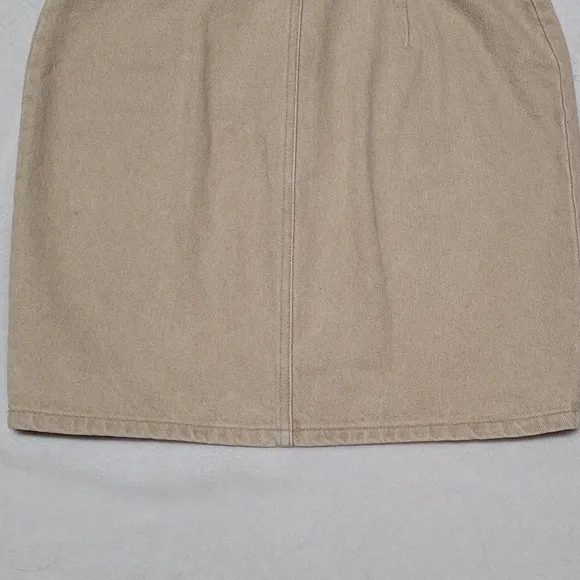 Rare Vintage 70s Ralph Lauren Country Beige Cotton Hourglass Denim Mini Skirt 6