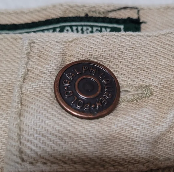 Rare Vintage 70s Ralph Lauren Country Beige Cotton Hourglass Denim Mini Skirt 6