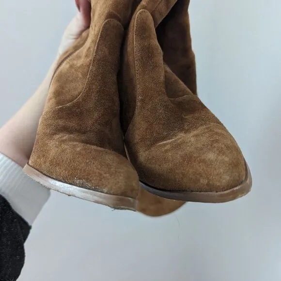 RAYE dark tan brown suede Outlaw over the knee high heel boots