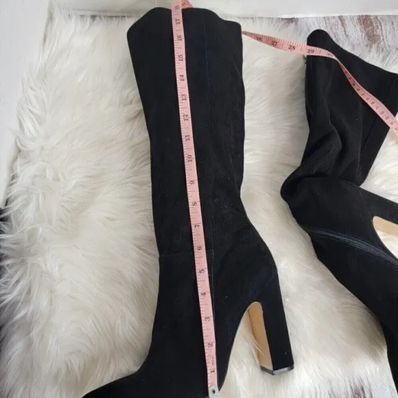 RAYE Women's Revolve Black Tall boots Suede Side zipper trendy &amp; fashion sz 9