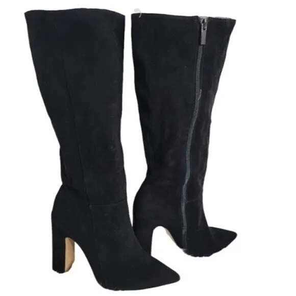 RAYE Women's Revolve Black Tall boots Suede Side zipper trendy &amp; fashion sz 9
