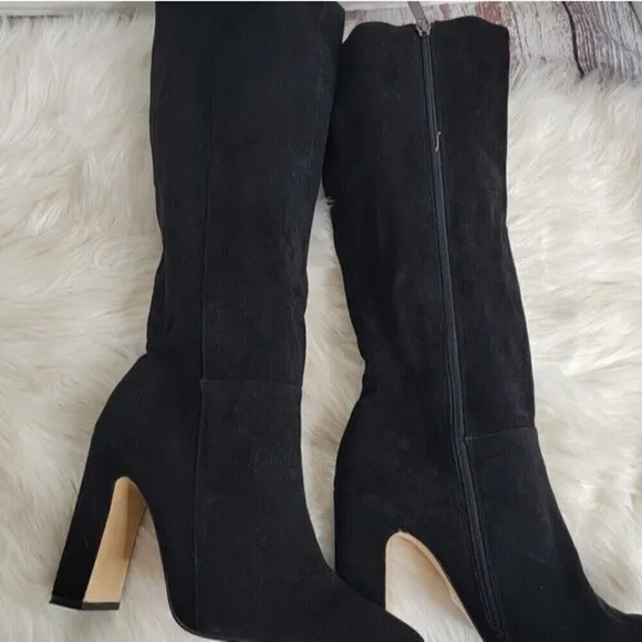 RAYE Women's Revolve Black Tall boots Suede Side zipper trendy &amp; fashion sz 9