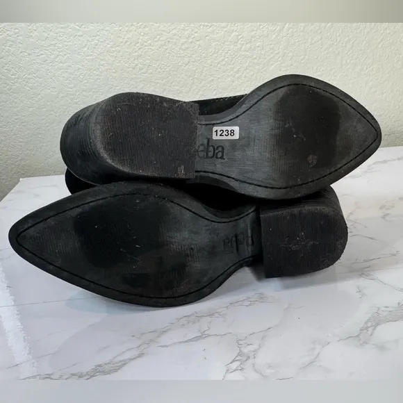 Reba Black Rhinestone Leather Western Ankle Boots Size 8.5M