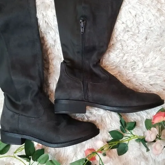 Rebel by Zigi Women's Round Toe‎ Knee High Fashion Dark Grey Size 8.5